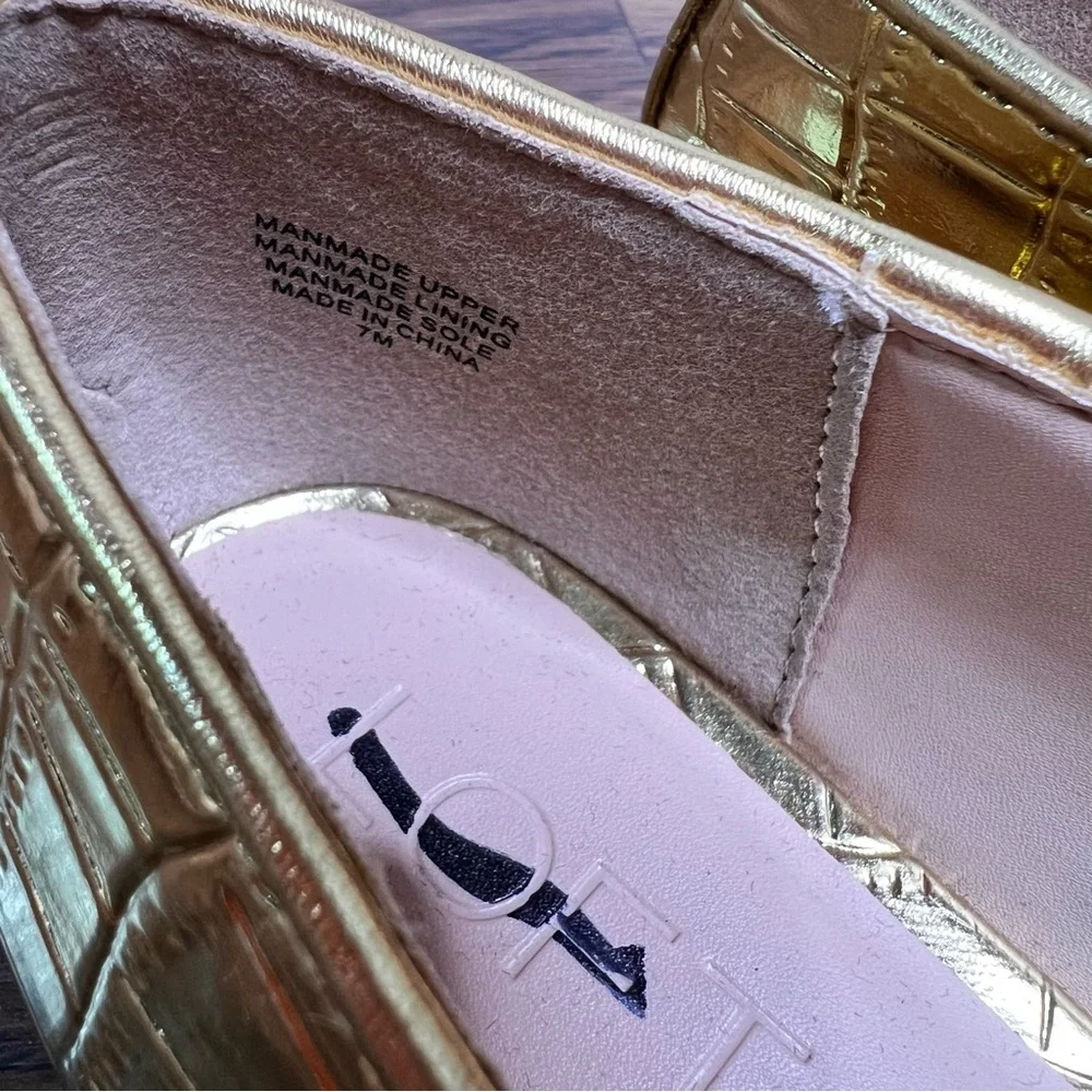 LOFT Gold Metallic Mary Jane Strap Ballet Flats size 7